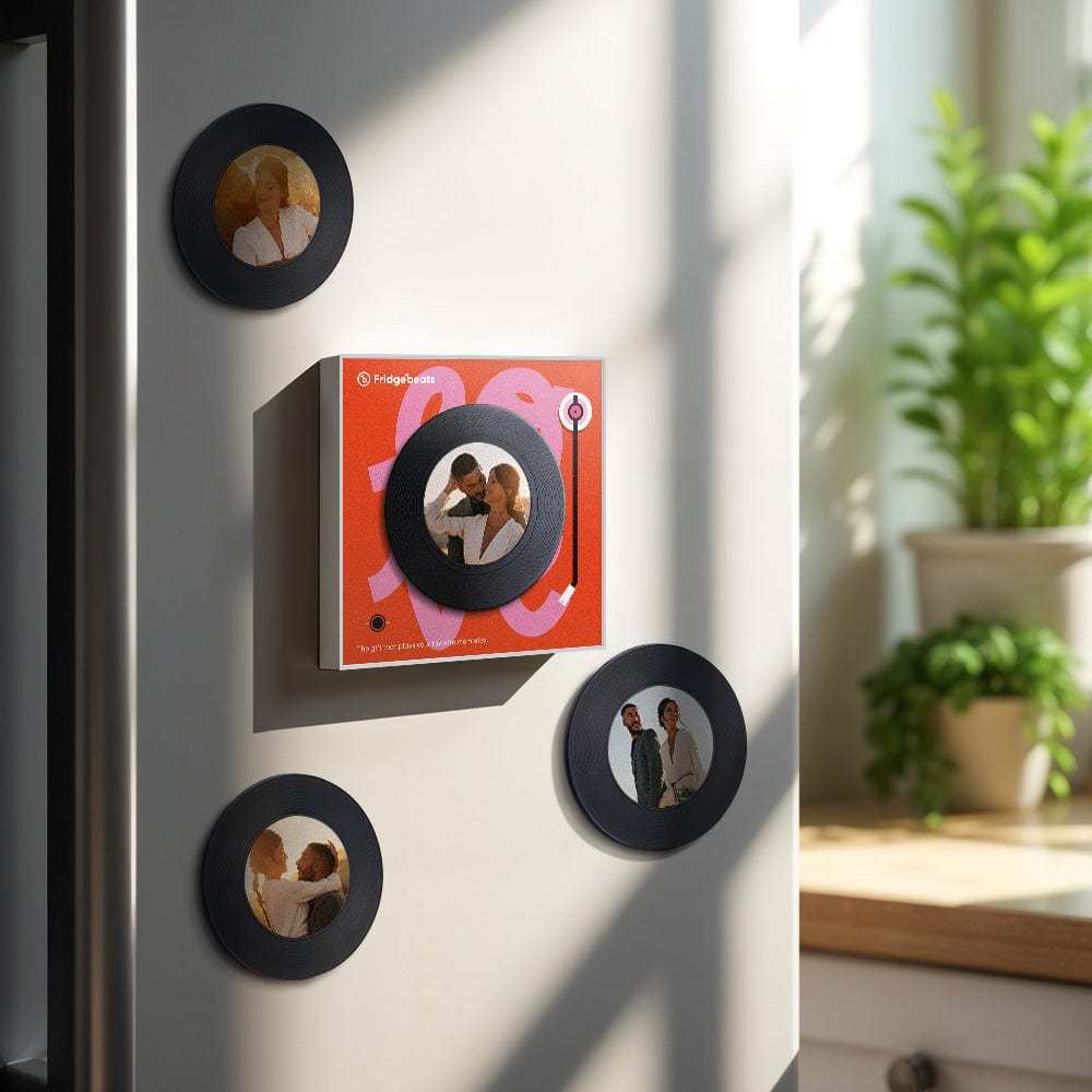 Custom Music & Photo Fridge Magnet Can Customize 1-6 Vinyl and Songs - GiftLab