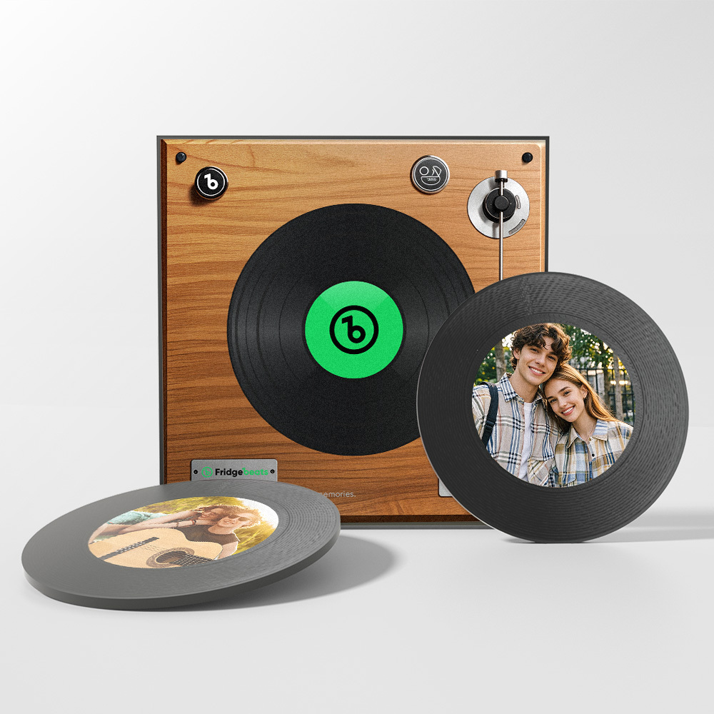 Custom Music & Photo Fridge Magnet Can Customize 1-6  Vinyl Record and Songs Personalized Vintage Photo Song That Can Play Music Christmas Gifts for Couple - MyCustomBrickFigures