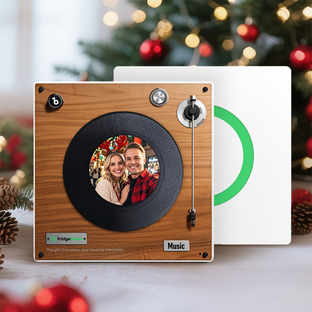 Custom Music & Photo Fridge Magnet Can Customize 1-6  Vinyl Record and Songs Personalized Vintage Photo Song That Can Play Music Christmas Gifts for Couple - MyCustomBrickFigures