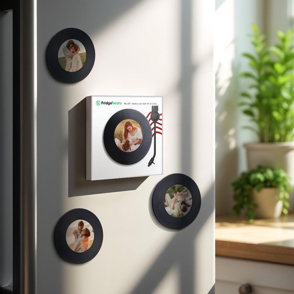 Custom Music & Photo Fridge Magnet Can Customize 1-6 Vinyl and Songs