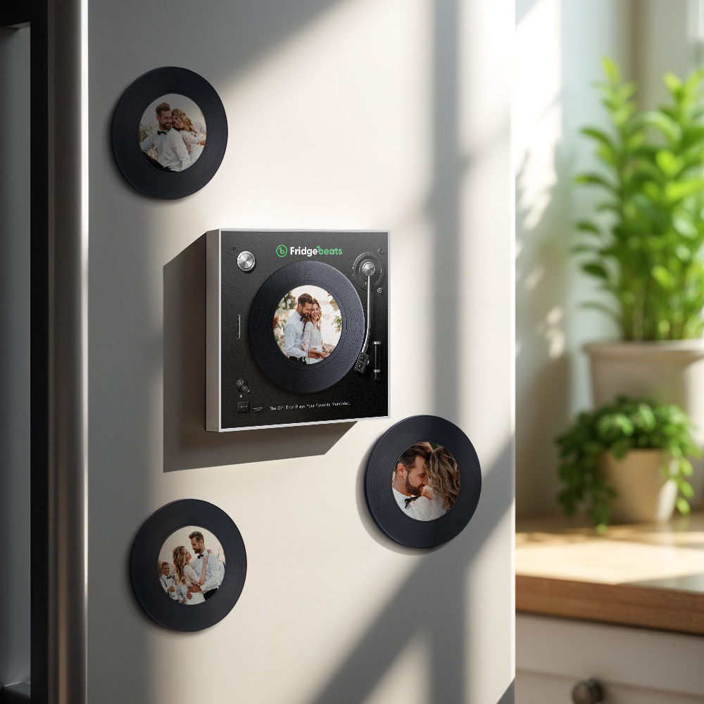 Custom Music & Photo Fridge Magnet Can Customize 1-6 Vinyl and Songs