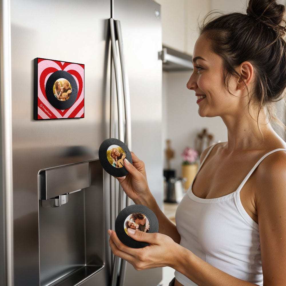 Custom Music & Photo Fridge Magnet Can Customize 1-6 Vinyl and Songs - GiftLab