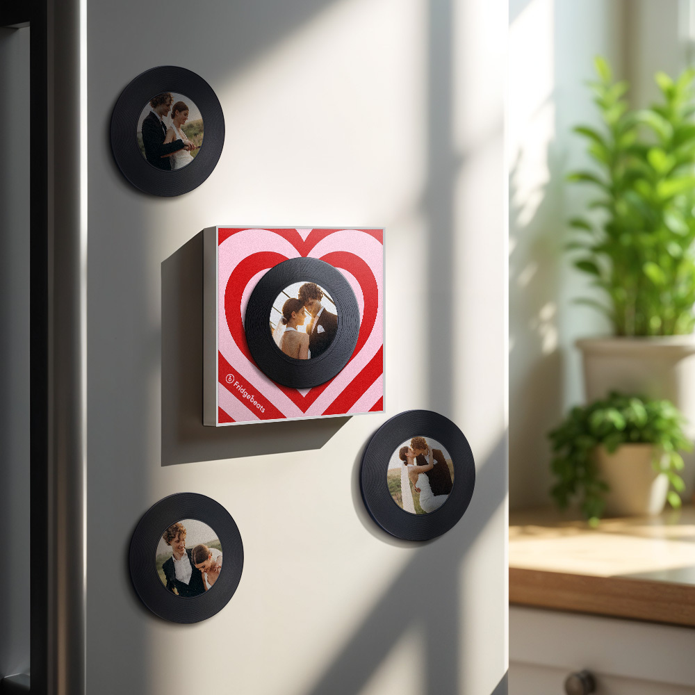 Custom Music & Photo Fridge Magnet Can Customize 1-6 Vinyl and Songs