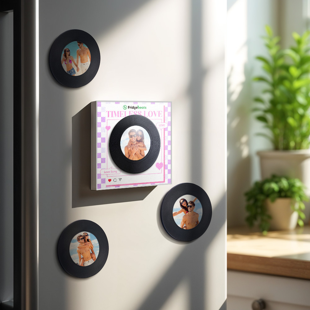 Custom Music & Photo Fridge Magnet Can Customize 1-6 Vinyl and Songs