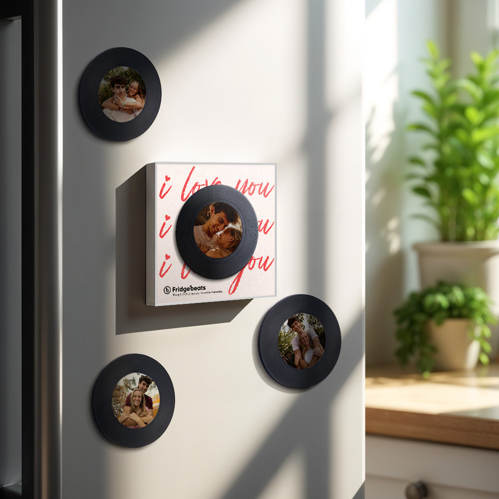 Custom Music & Photo Fridge Magnet Can Customize 1-6 Vinyl and Songs