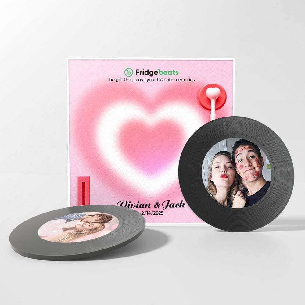 Custom Music & Photo Fridge Magnet Can Customize 1-6 Vinyl and Songs - GiftLab