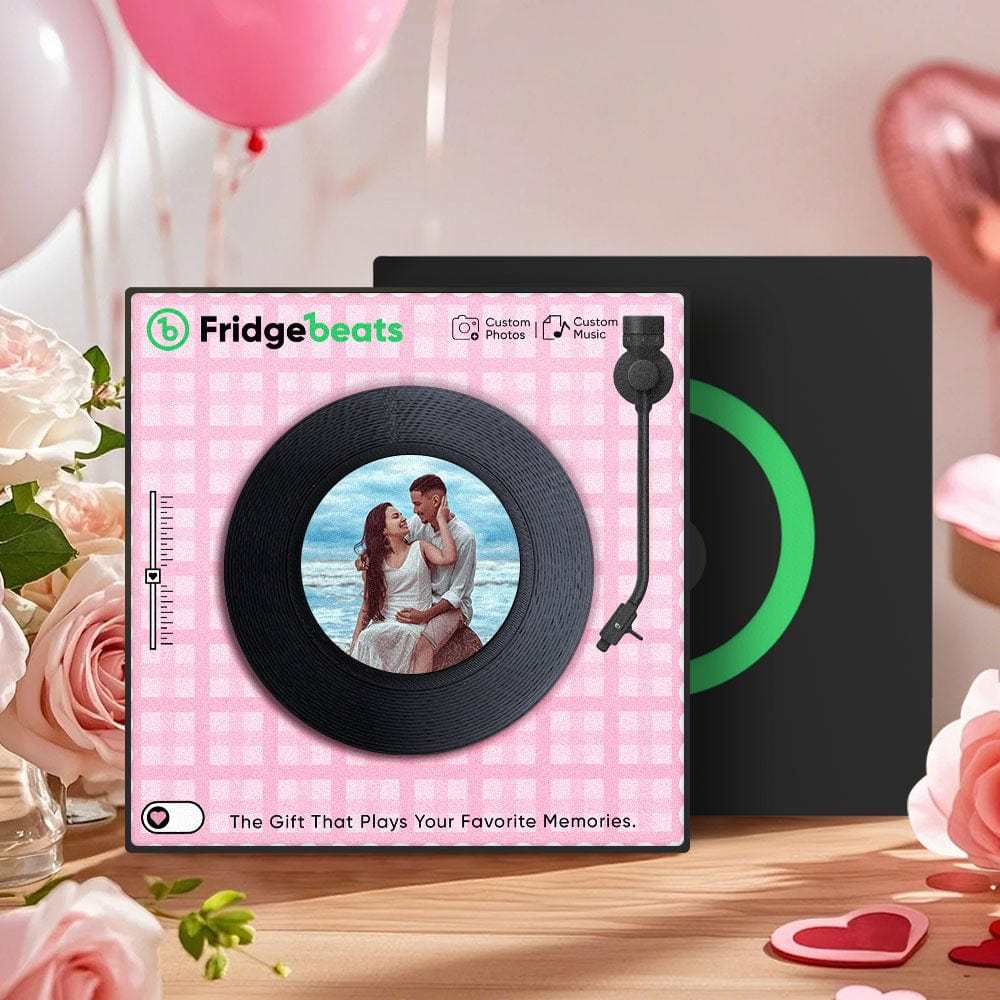 Custom Music & Photo Fridge Magnet Can Customize 1-6 Vinyl and Songs - GiftLab