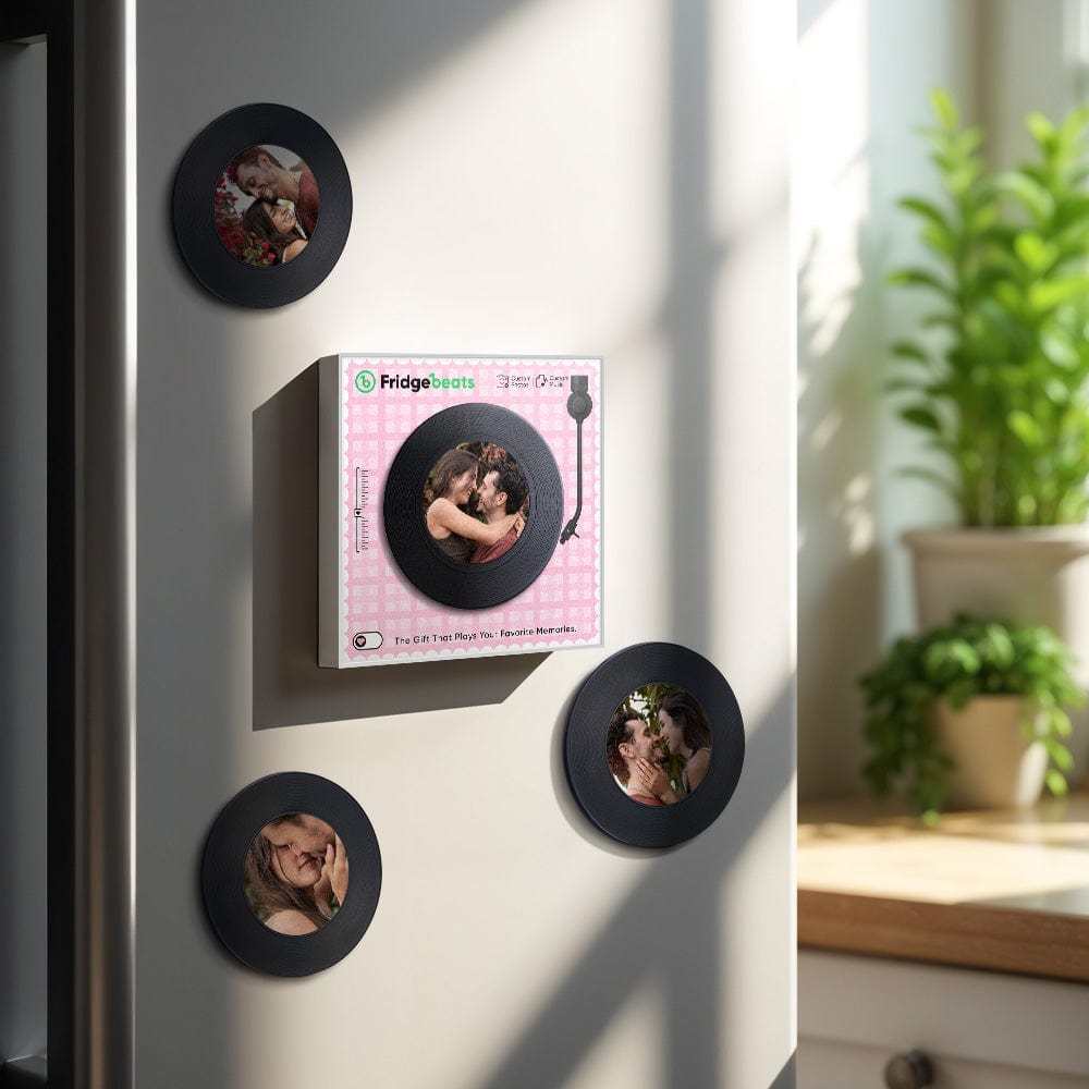Custom Music & Photo Fridge Magnet Can Customize 1-6 Vinyl and Songs - GiftLab