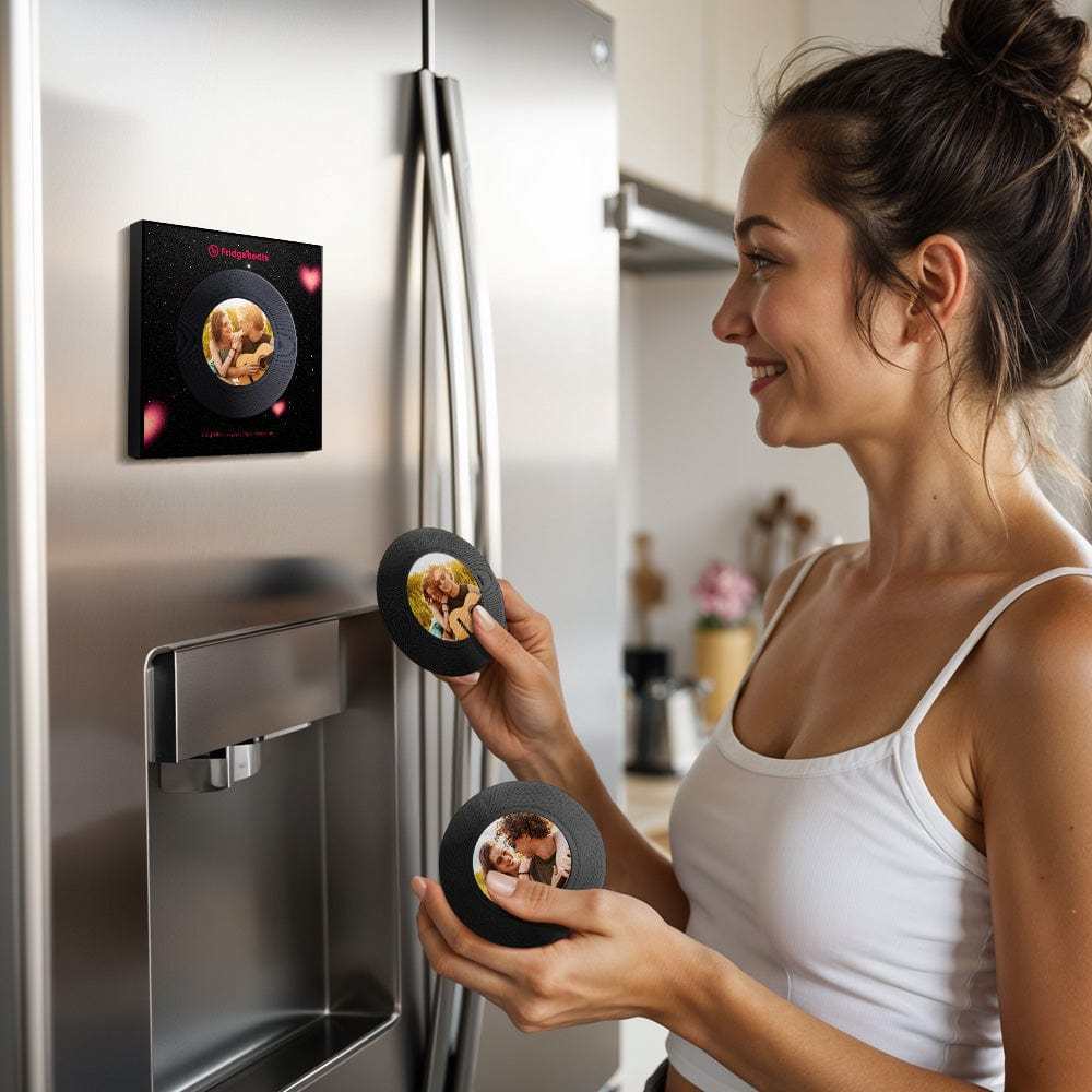 Custom Music & Photo Fridge Magnet Can Customize 1-6 Vinyl and Songs - GiftLab
