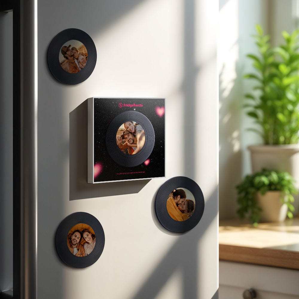 Custom Music & Photo Fridge Magnet Can Customize 1-6 Vinyl and Songs - GiftLab