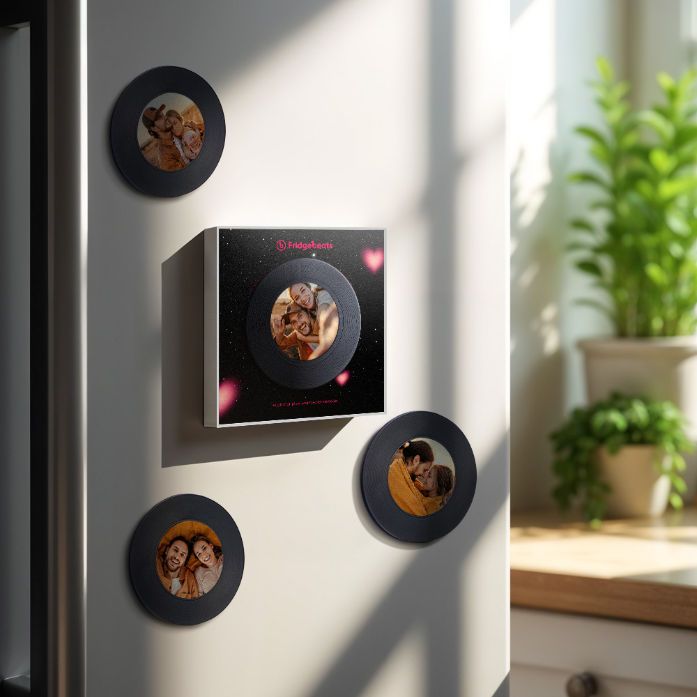 Custom Music & Photo Fridge Magnet Can Customize 1-6 Vinyl and Songs