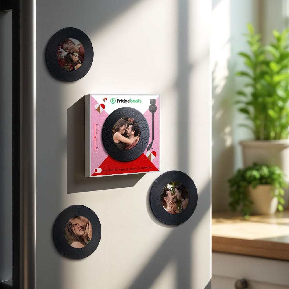 Custom Music & Photo Fridge Magnet Can Customize 1-6 Vinyl and Songs - GiftLab
