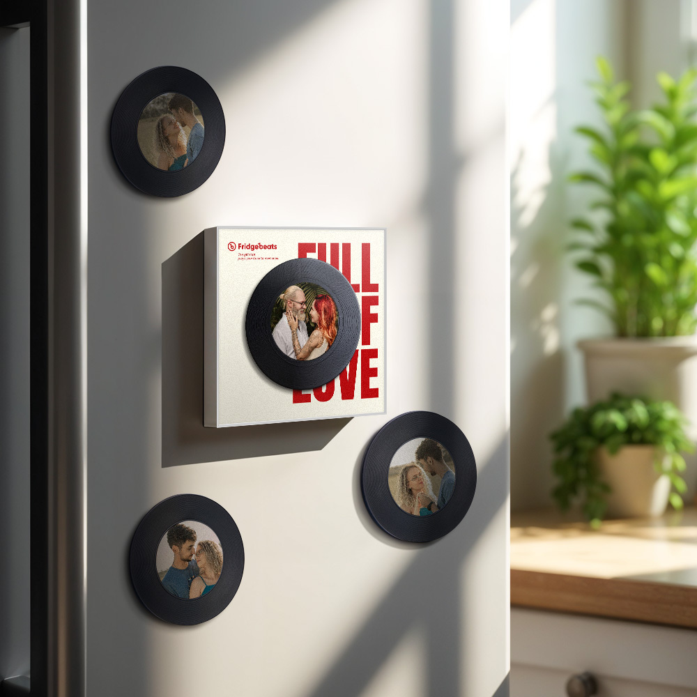 Custom Music & Photo Fridge Magnet Can Customize 1-6 Vinyl and Songs