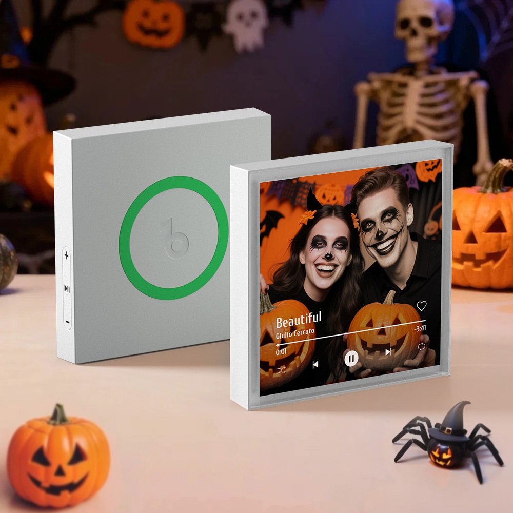 Custom Music & Photo Fridge Magnet Can Customize 1-6 Frame Art and Songs Personalized Photo Song That Can Play Music Halloween Gifts for Couple - MyCustomBrickFigures