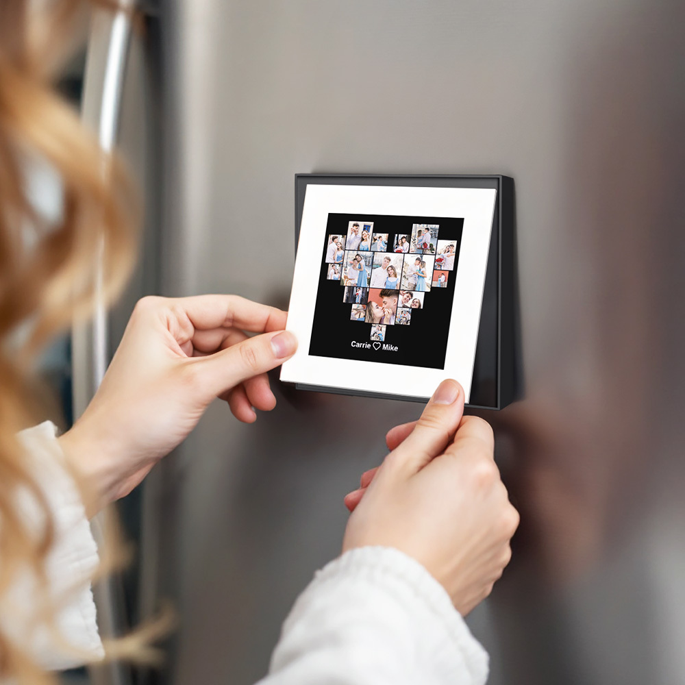 Custom Music Fridge Magnet Personalized Heart Multi Photos Can Customize 1-6 Frame Art and Songs