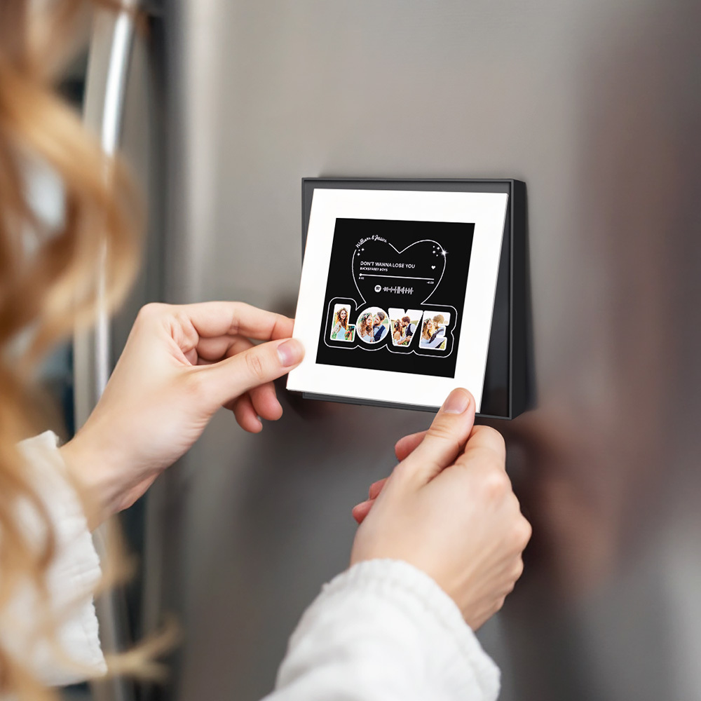 Custom Music Fridge Magnet Personalized Love Photos Can Customize 1-6 Frame Art and Songs Anniversary Gift