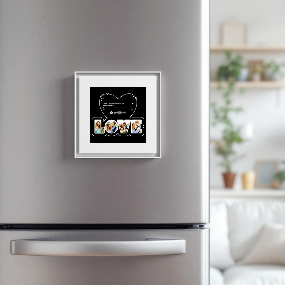 Custom Music Fridge Magnet Personalized Love Photos Can Customize 1-6 Frame Art and Songs Anniversary Gift