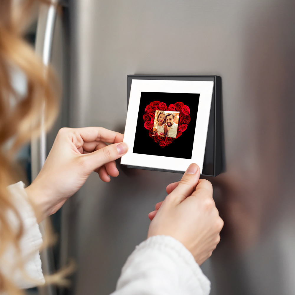 Custom Music & Photo Fridge Magnet Can Customize 1-6 Frame Art and Songs Rose Fridge Magnet