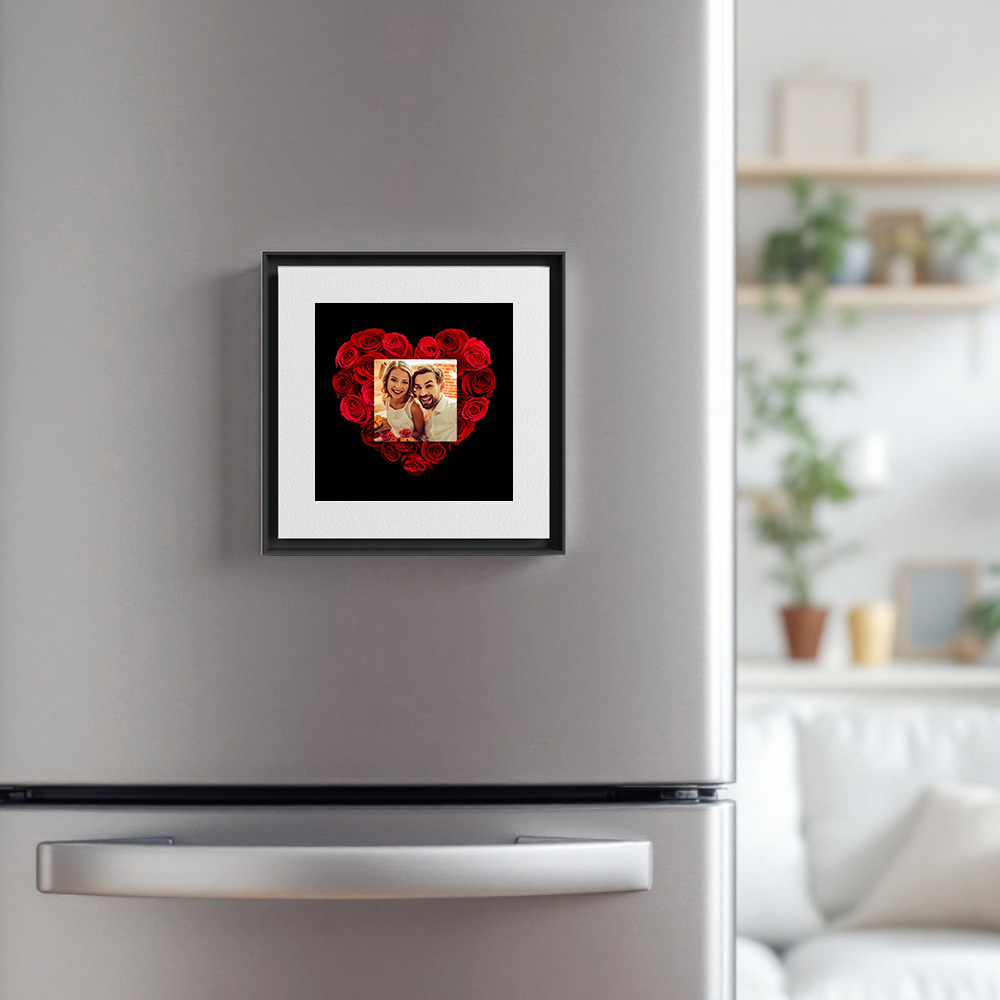 Custom Music & Photo Fridge Magnet Can Customize 1-6 Frame Art and Songs Rose Fridge Magnet