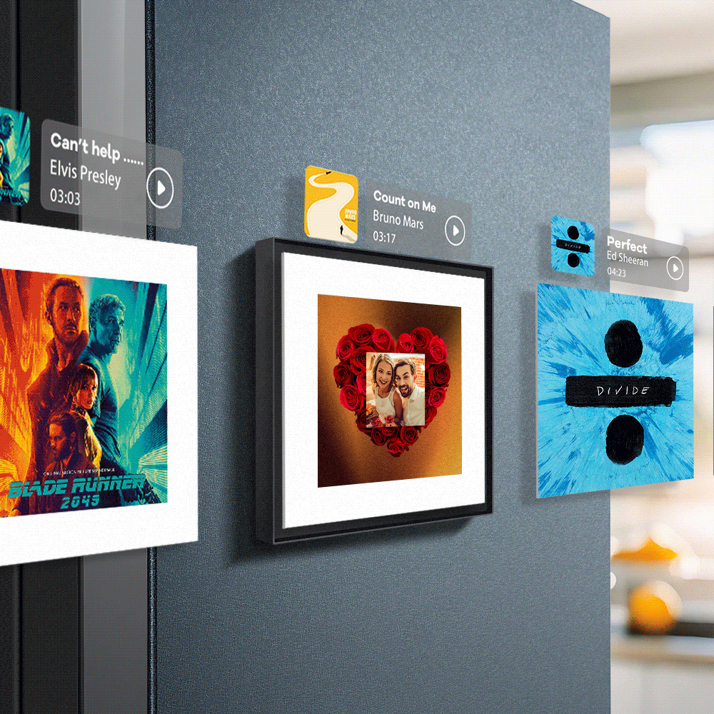 Custom Music & Photo Fridge Magnet Can Customize 1-6 Frame Art and Songs Rose Fridge Magnet