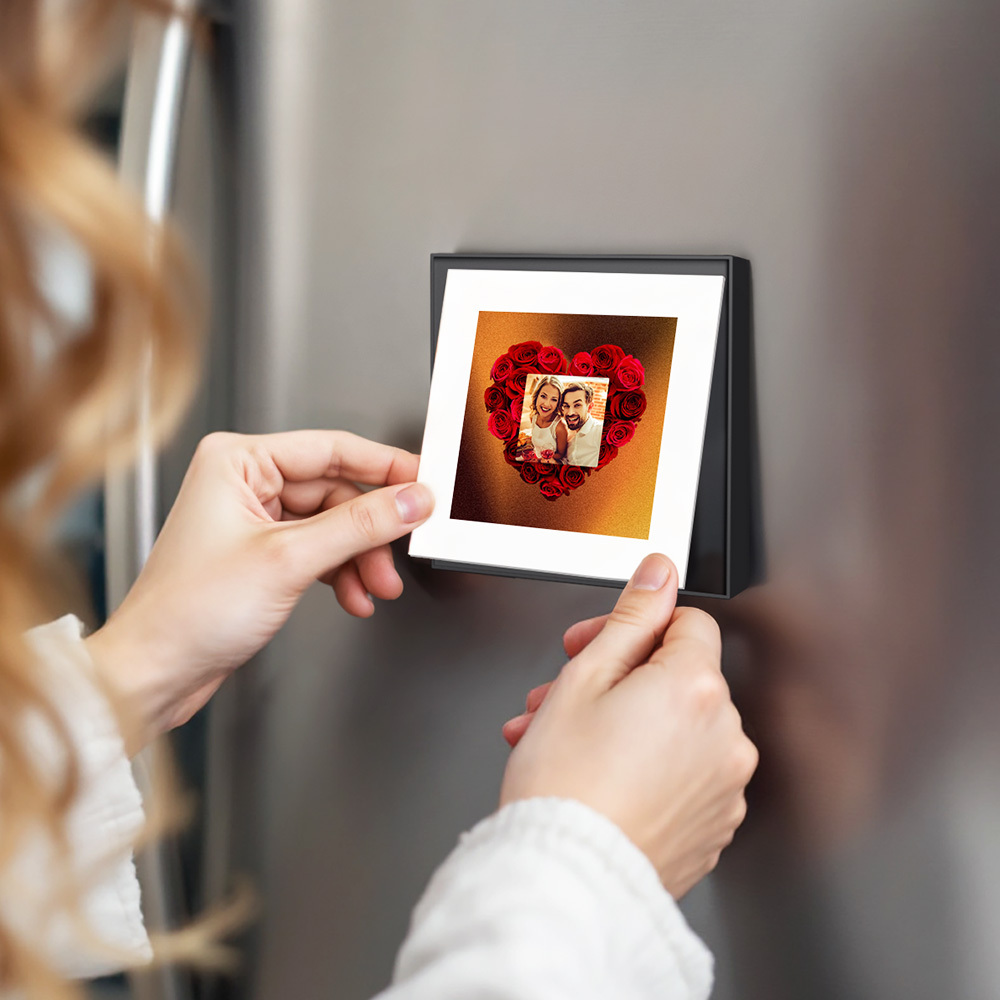 Custom Music & Photo Fridge Magnet Can Customize 1-6 Frame Art and Songs Rose Fridge Magnet