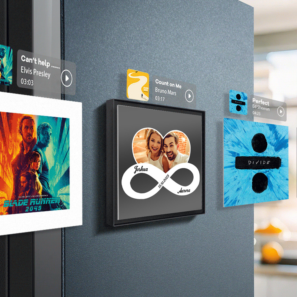 Custom Music & Photo Fridge Magnet Can Customize 1-6 Frame Art and Songs Infinite Symbols Infinite Love Multi Blackground