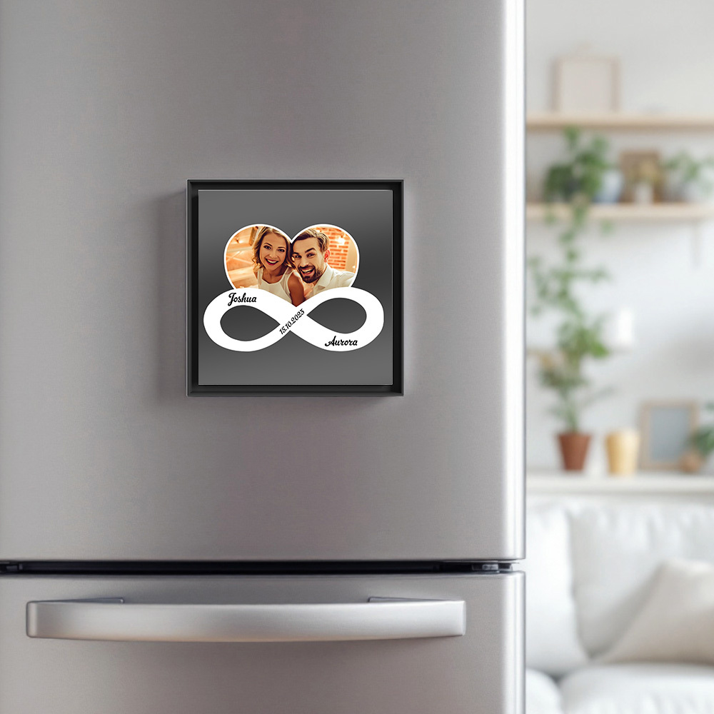 Custom Music & Photo Fridge Magnet Can Customize 1-6 Frame Art and Songs Infinite Symbols Infinite Love Multi Blackground