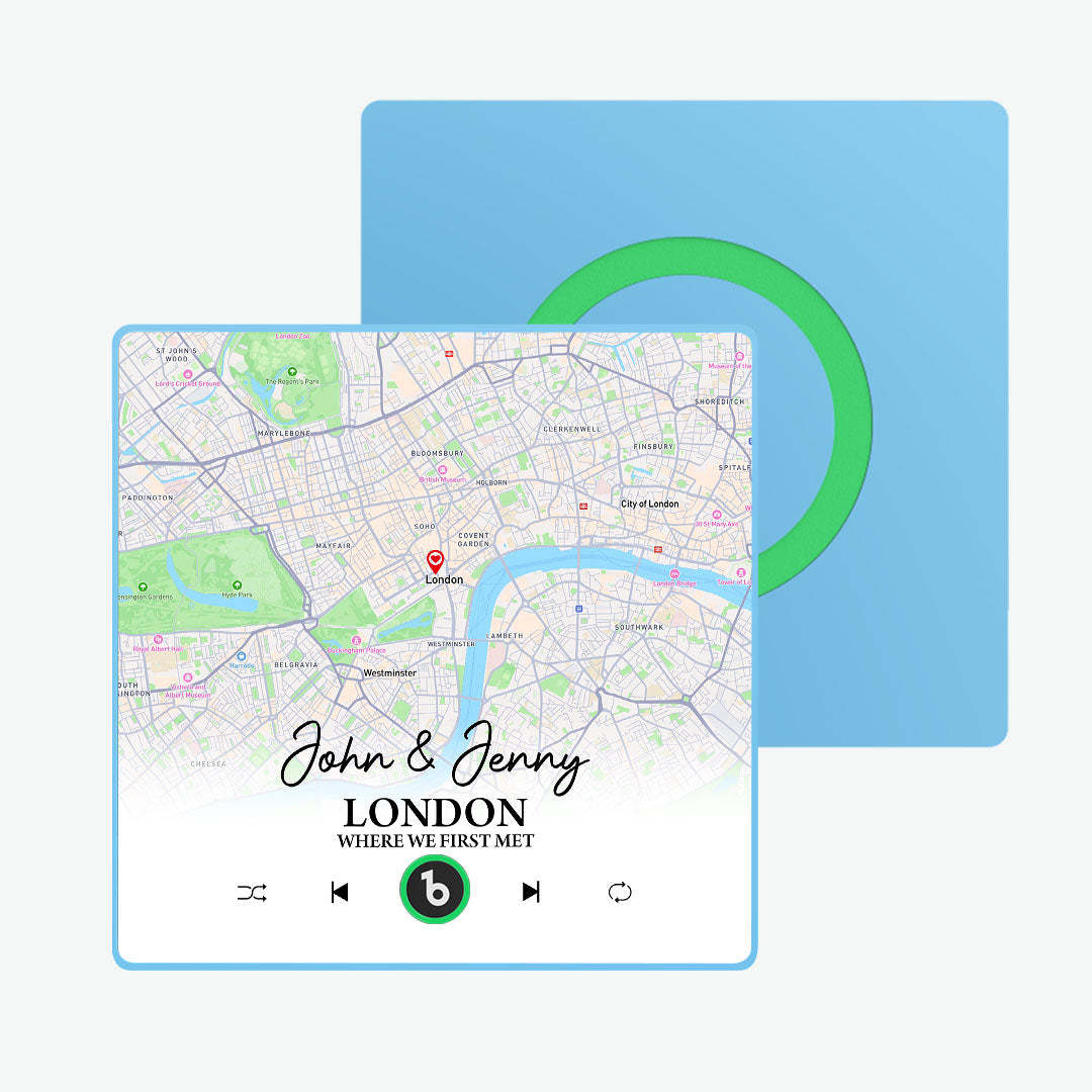 Custom Music Fridge Magnet Upgraded Fridge Magnets with Map Gifts for Her Where We First Met - Fridgebeats