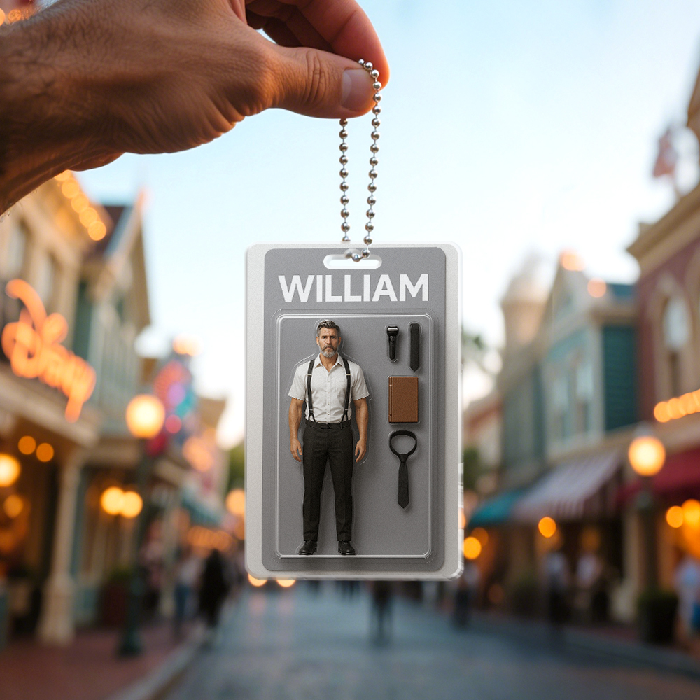 Fully Body Customizable 3D Effect Action Figure Pack Packaging Toy Box Style Art Gift Personalized Acrylic Car Hanger Gift for Dad Father's Day Gift