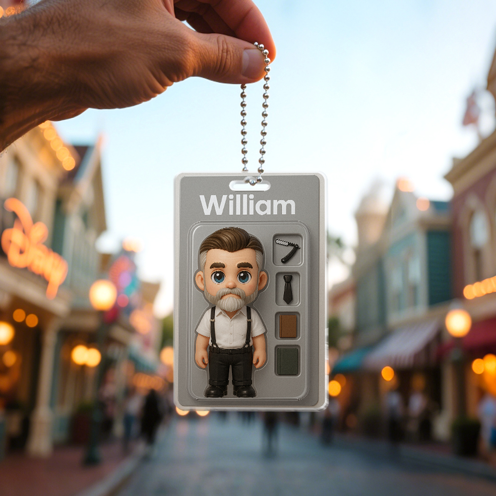 Fully Body Customizable 3D Effect Action Figure Pack Packaging Toy Box Style Art Gift Personalized Acrylic Car Hanger Gift for Dad Father's Day Gift