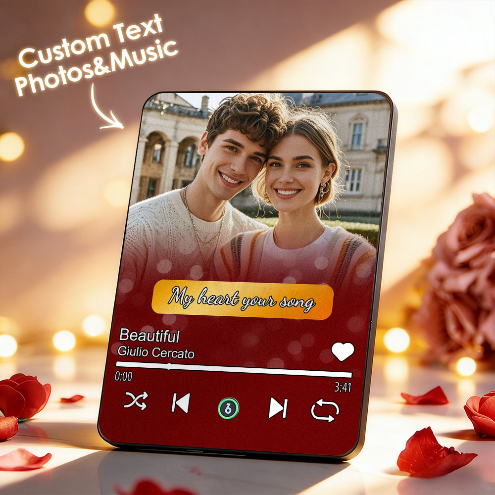 Custom Music Photo Plaques Personalized Music Plaque Can Play Songs Gift for Lover - MyCustomBrickFigures