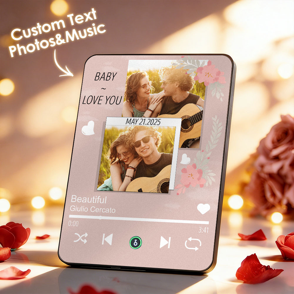 Custom Music Photo Plaques Personalized Music Plaque Can Play Songs Gift for Lover - MyCustomBrickFigures