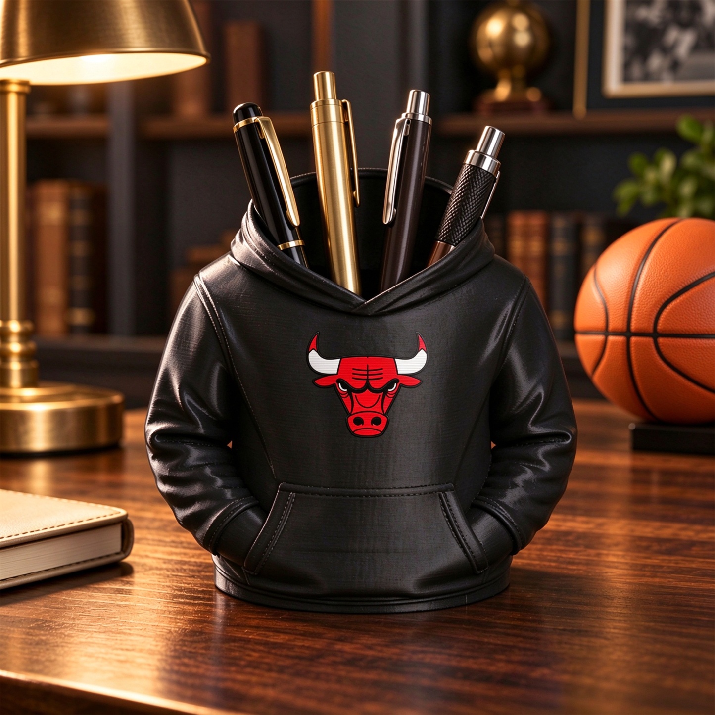Basketball Hoodie Desk Organizer, Pen Pencil and Utensil Holder Fan Gift - MyCustomBrickFigures