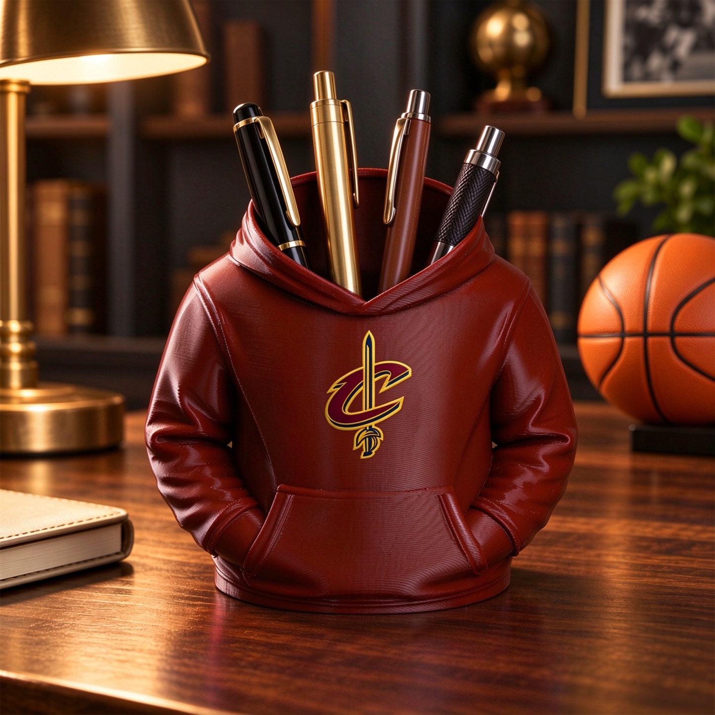Basketball Hoodie Desk Organizer, Pen Pencil and Utensil Holder Fan Gift - MyCustomBrickFigures