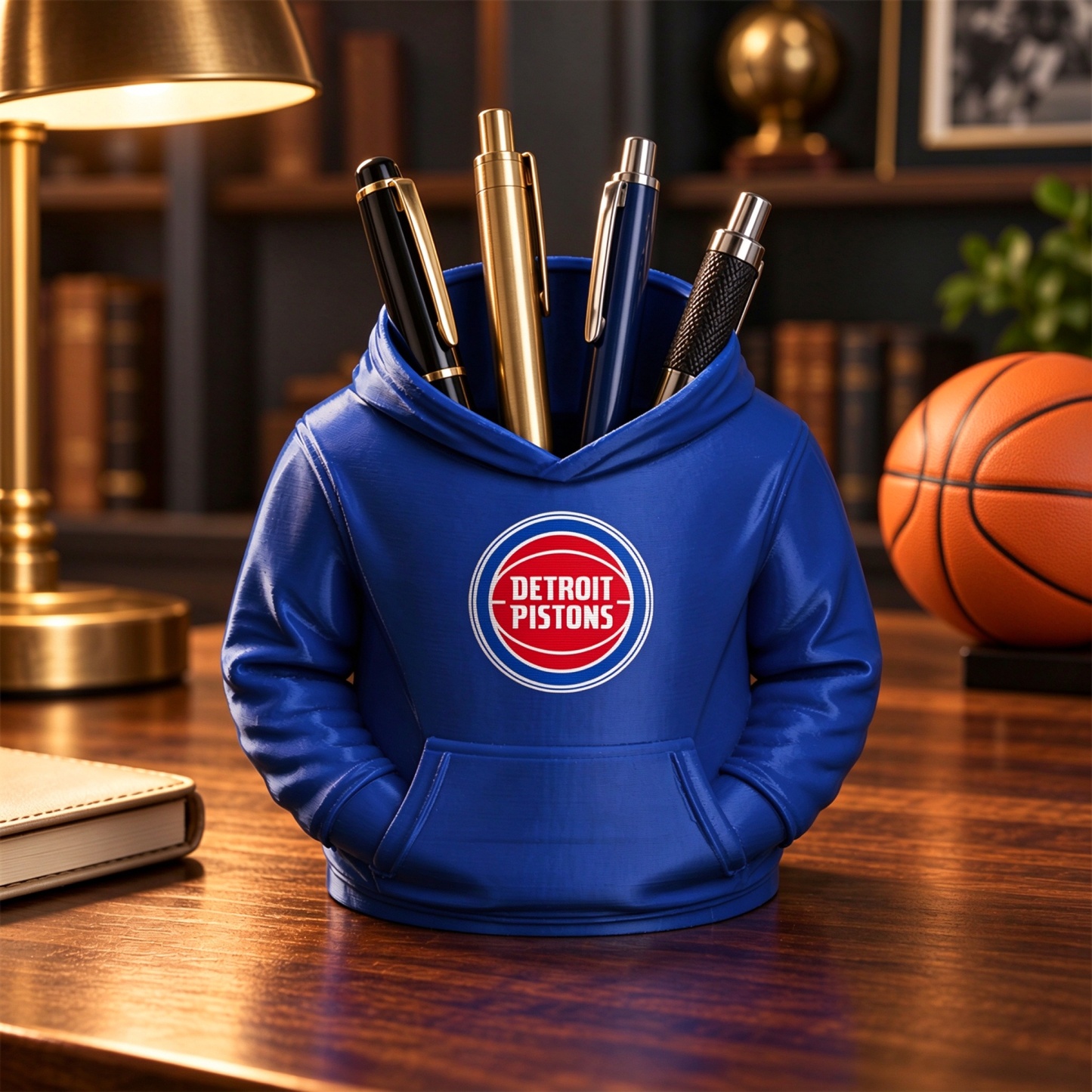 Basketball Hoodie Desk Organizer, Pen Pencil and Utensil Holder Fan Gift - MyCustomBrickFigures
