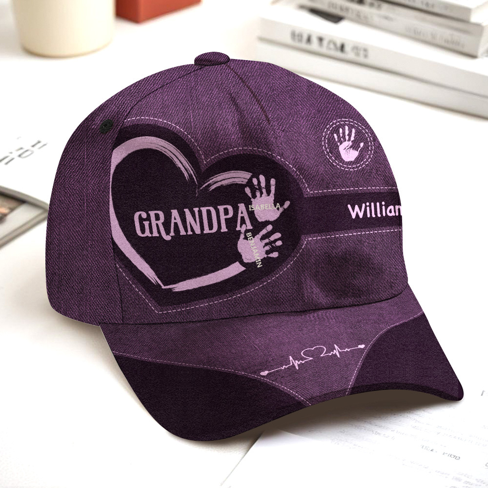 Gifts for Father Grandpa Dad Kids Handprints - Personalized Classic Cap