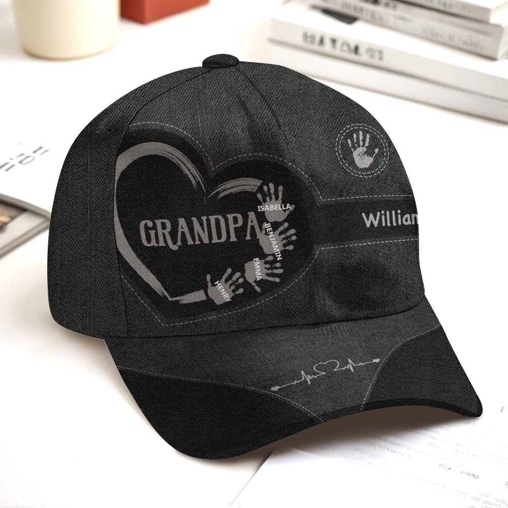 Gifts for Father Grandpa Dad Kids Handprints - Personalized Classic Cap