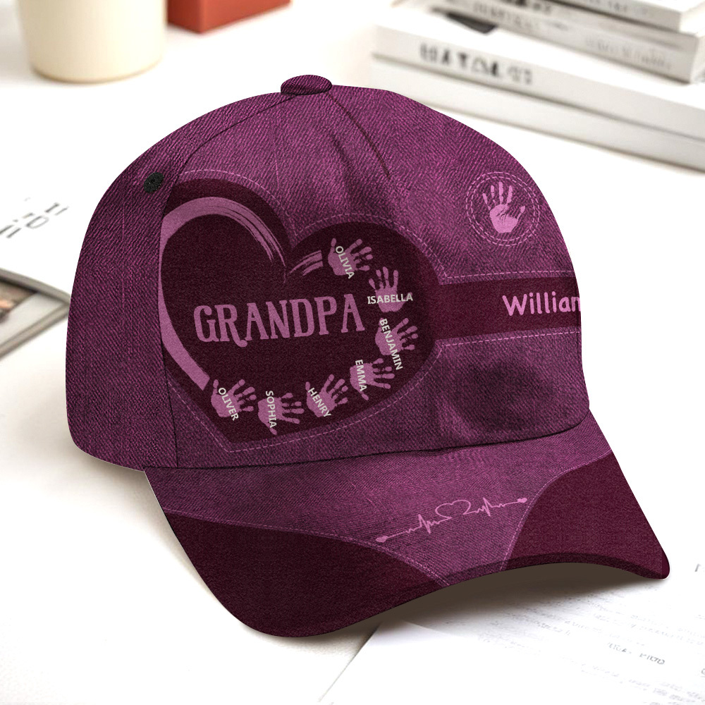 Gifts for Father Grandpa Dad Kids Handprints - Personalized Classic Cap