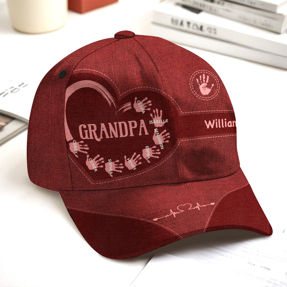 Gifts for Father Grandpa Dad Kids Handprints - Personalized Classic Cap