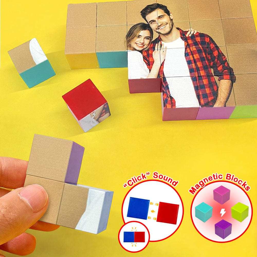 Custom Photo Magnetic Building Blocks Magnet Construction Cube Toys for Kids and Adults - GiftLab