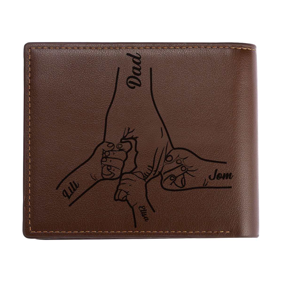 Custom Photo Engraved Leather Wallet Father's Day Gift for Dad - Giftlab
