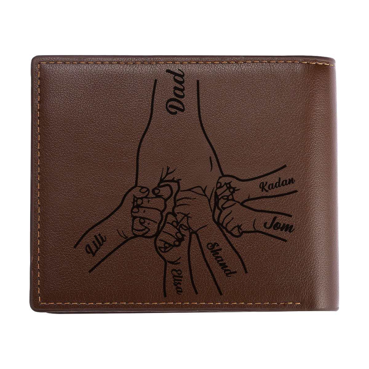 Custom Photo Engraved Leather Wallet Father's Day Gift for Dad - Giftlab