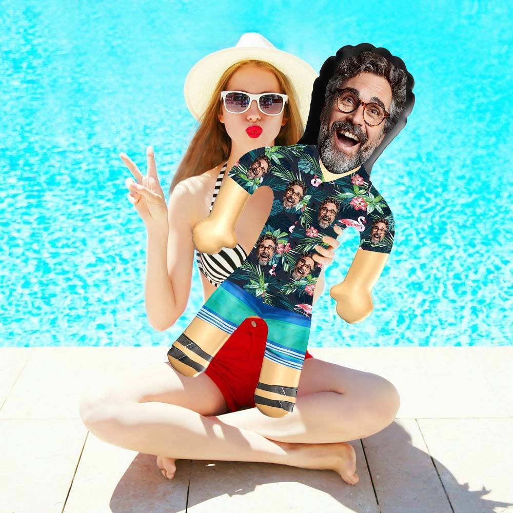 Personalized Blow Up Dolls Hawaiian Shirt Colorful Flamingo Funny Inflatable Man Printed Face for Party Favors - Giftlab