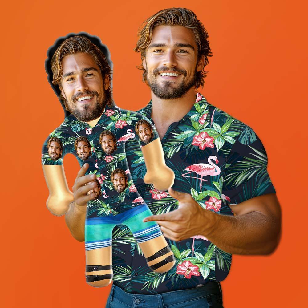 Personalized Blow Up Dolls Hawaiian Shirt Colorful Flamingo Funny Inflatable Man Printed Face for Party Favors - Giftlab