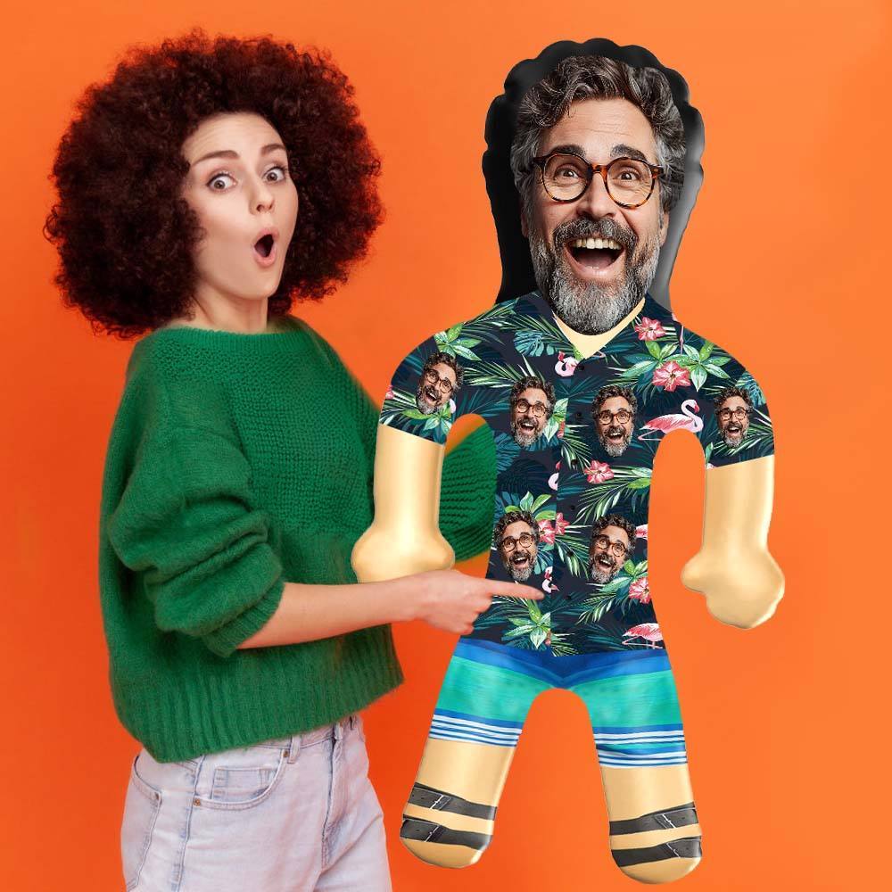 Personalized Blow Up Dolls Hawaiian Shirt Colorful Flamingo Funny Inflatable Man Printed Face for Party Favors - Giftlab