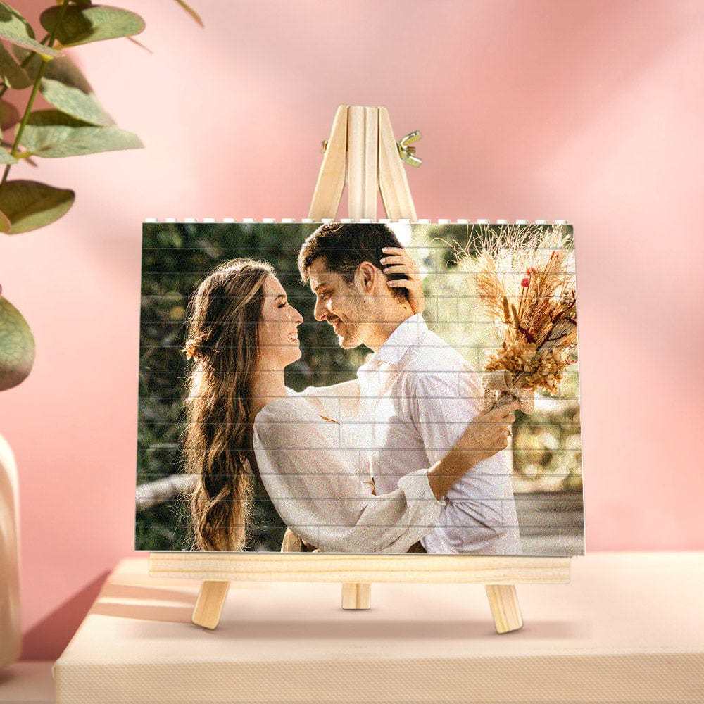 Custom Building Brick Photo Block Square Shape Puzzle Couple Gift For Anniversary Valentine's Day Gifts - Giftlab