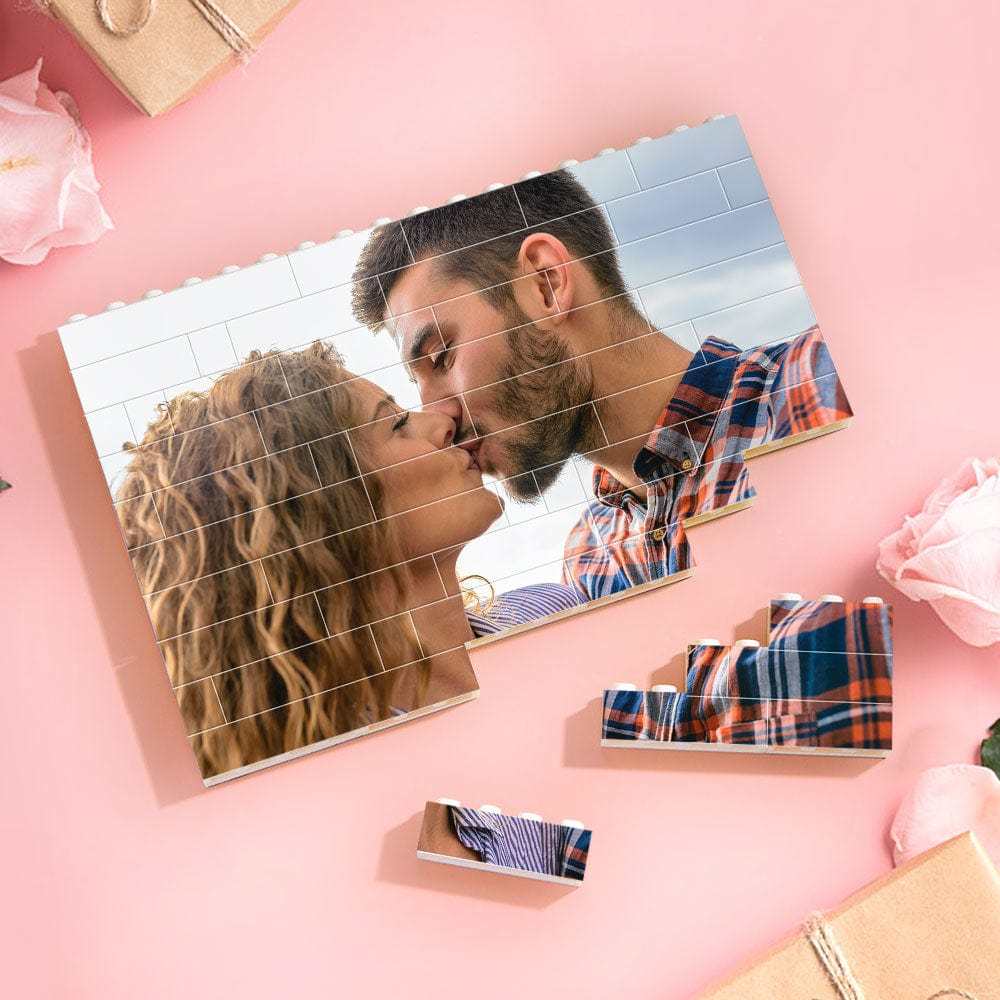 Custom Building Brick Photo Block Square Shape Puzzle Couple Gift For Anniversary Valentine's Day Gifts - Giftlab