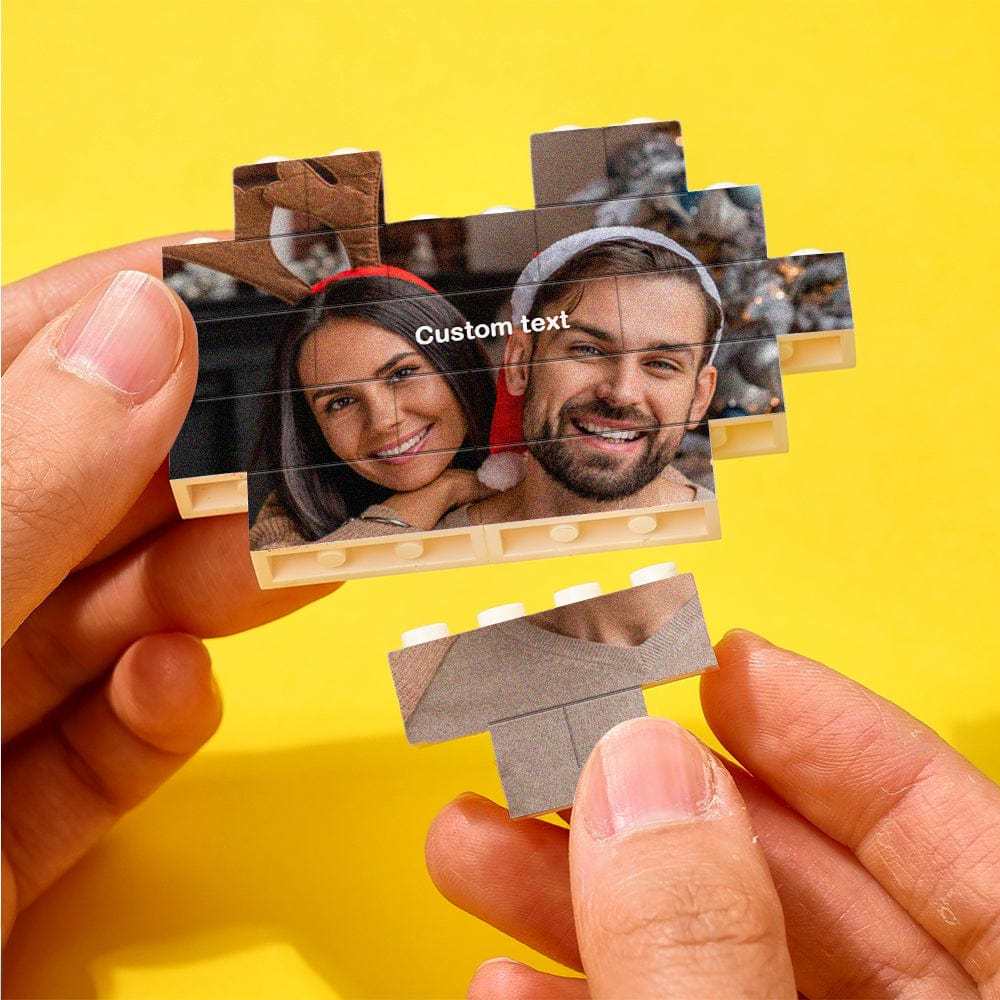 Custom Building Brick Photo Block Personalised Heart Shaped Brick Puzzles Christmas Gifts - Giftlab