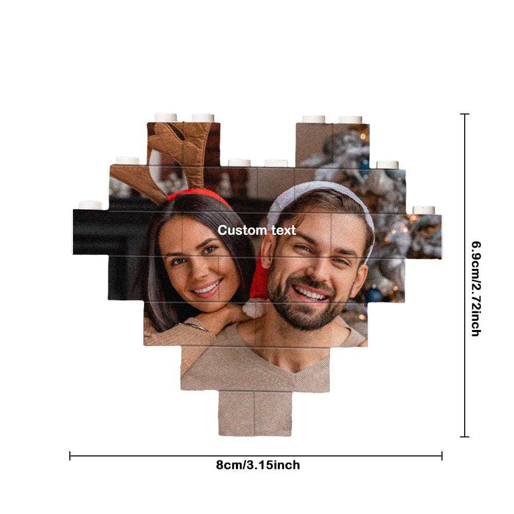 Custom Building Brick Photo Block Personalised Heart Shaped Brick Puzzles Christmas Gifts - Giftlab