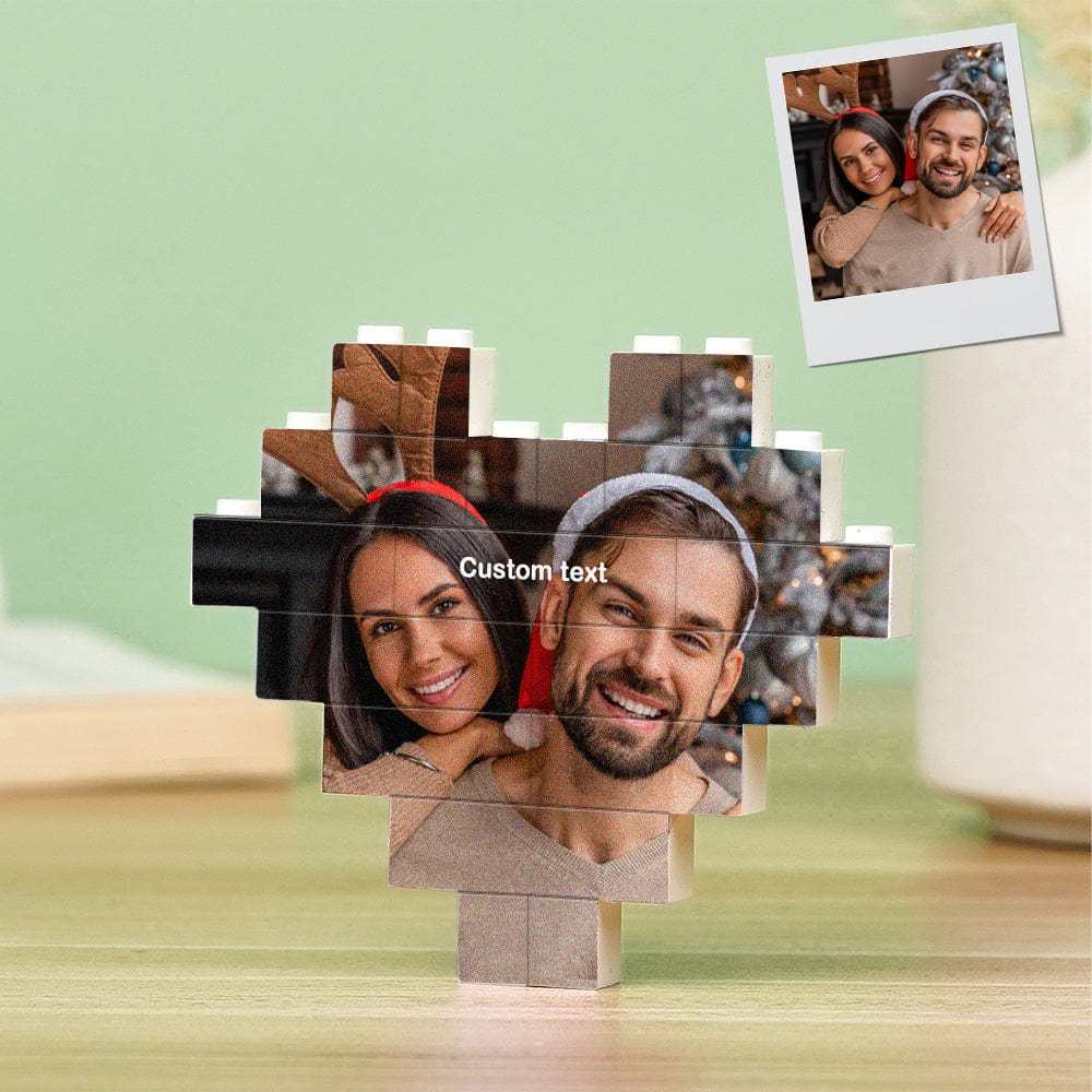 Custom Building Brick Photo Block Personalised Heart Shaped Brick Puzzles Christmas Gifts - Giftlab